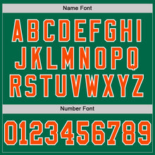 Load image into Gallery viewer, Custom Kelly Green Orange-Black Mesh Authentic Throwback Football Jersey