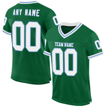 Load image into Gallery viewer, Custom Kelly Green White-Light Blue Mesh Authentic Throwback Football Jersey