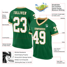 Load image into Gallery viewer, Custom Kelly Green White-Old Gold Mesh Authentic Throwback Football Jersey