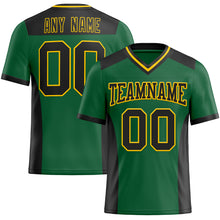Load image into Gallery viewer, Custom Kelly Green Black-Yellow Authentic Football Jersey