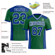 Load image into Gallery viewer, Custom Kelly Green Royal-White Authentic Football Jersey