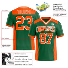 Load image into Gallery viewer, Custom Kelly Green Orange-White Authentic Football Jersey