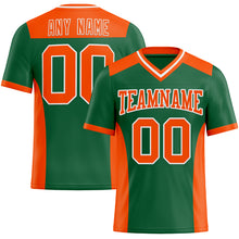 Load image into Gallery viewer, Custom Kelly Green Orange-White Authentic Football Jersey