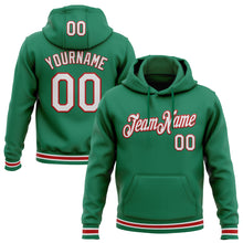 Load image into Gallery viewer, Custom Stitched Kelly Green White-Red Sports Pullover Sweatshirt Hoodie