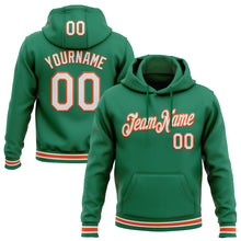 Load image into Gallery viewer, Custom Stitched Kelly Green White-Orange Sports Pullover Sweatshirt Hoodie