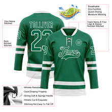 Load image into Gallery viewer, Custom Kelly Green White Hockey Lace Neck Jersey