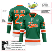 Load image into Gallery viewer, Custom Kelly Green Orange-White Hockey Lace Neck Jersey