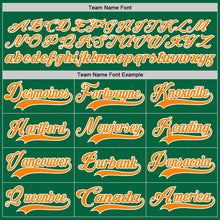 Load image into Gallery viewer, Custom Kelly Green Bay Orange-White Hockey Lace Neck Jersey