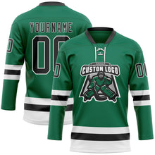 Load image into Gallery viewer, Custom Kelly Green Black-White Hockey Lace Neck Jersey