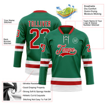 Load image into Gallery viewer, Custom Kelly Green Red-White Hockey Lace Neck Jersey