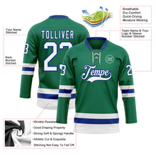 Load image into Gallery viewer, Custom Kelly Green White-Royal Hockey Lace Neck Jersey
