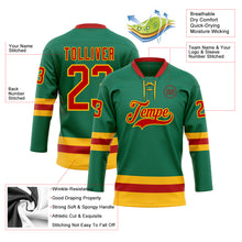 Load image into Gallery viewer, Custom Kelly Green Red-Gold Hockey Lace Neck Jersey