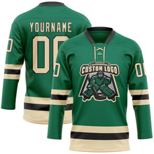 Load image into Gallery viewer, Custom Kelly Green Cream-Black Hockey Lace Neck Jersey