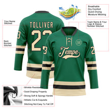 Load image into Gallery viewer, Custom Kelly Green Cream-Black Hockey Lace Neck Jersey