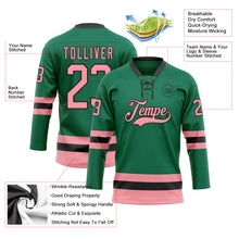 Load image into Gallery viewer, Custom Kelly Green Medium Pink-Black Hockey Lace Neck Jersey