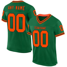 Load image into Gallery viewer, Custom Kelly Green Orange-Black Mesh Authentic Throwback Football Jersey