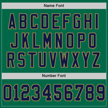 Load image into Gallery viewer, Custom Kelly Green Navy-Old Gold Mesh Authentic Throwback Football Jersey