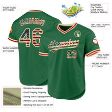 Load image into Gallery viewer, Custom Kelly Green Vintage USA Flag Cream-Red Authentic Throwback Baseball Jersey