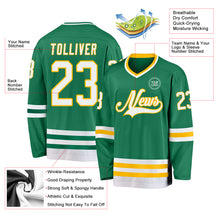 Load image into Gallery viewer, Custom Kelly Green White-Gold Hockey Jersey