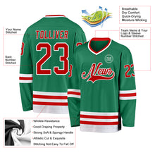 Load image into Gallery viewer, Custom Kelly Green Red-White Hockey Jersey