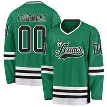 Load image into Gallery viewer, Custom Kelly Green Black-White Hockey Jersey