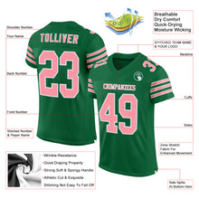 Load image into Gallery viewer, Custom Kelly Green Medium Pink-White Mesh Authentic Football Jersey