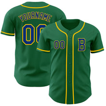 Load image into Gallery viewer, Custom Kelly Green Royal-Yellow Authentic Baseball Jersey