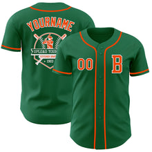 Load image into Gallery viewer, Custom Kelly Green Orange-White Authentic Baseball Jersey