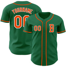 Load image into Gallery viewer, Custom Kelly Green Orange-White Authentic Baseball Jersey