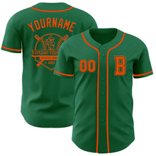 Load image into Gallery viewer, Custom Kelly Green Orange Authentic Baseball Jersey