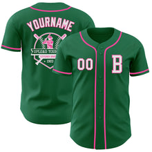 Load image into Gallery viewer, Custom Kelly Green White-Pink Authentic Baseball Jersey