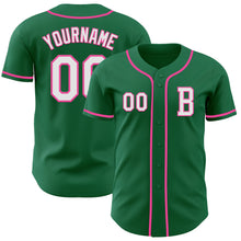 Load image into Gallery viewer, Custom Kelly Green White-Pink Authentic Baseball Jersey