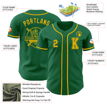 Load image into Gallery viewer, Custom Kelly Green Gold Authentic Baseball Jersey