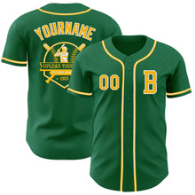 Load image into Gallery viewer, Custom Kelly Green Gold-White Authentic Baseball Jersey