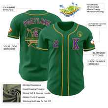 Load image into Gallery viewer, Custom Kelly Green Purple-Old Gold Authentic Baseball Jersey