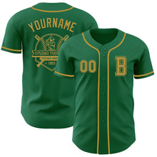 Load image into Gallery viewer, Custom Kelly Green Old Gold Authentic Baseball Jersey