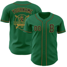 Load image into Gallery viewer, Custom Kelly Green Black-Old Gold Authentic Baseball Jersey