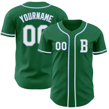 Load image into Gallery viewer, Custom Kelly Green White-Light Blue Authentic Baseball Jersey