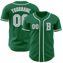Load image into Gallery viewer, Custom Kelly Green Gray-White Authentic Baseball Jersey