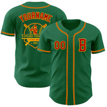 Load image into Gallery viewer, Custom Kelly Green Red-Gold Authentic Baseball Jersey