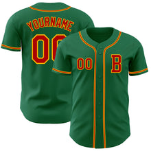Load image into Gallery viewer, Custom Kelly Green Red-Gold Authentic Baseball Jersey