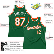 Load image into Gallery viewer, Custom Kelly Green White-Orange Authentic Throwback Basketball Jersey