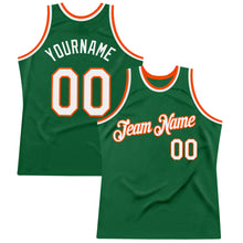 Load image into Gallery viewer, Custom Kelly Green White-Orange Authentic Throwback Basketball Jersey