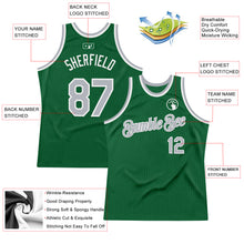 Load image into Gallery viewer, Custom Kelly Green Gray-White Authentic Throwback Basketball Jersey