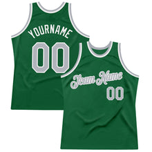 Load image into Gallery viewer, Custom Kelly Green Gray-White Authentic Throwback Basketball Jersey