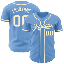 Load image into Gallery viewer, Custom Light Blue Cream Authentic Baseball Jersey