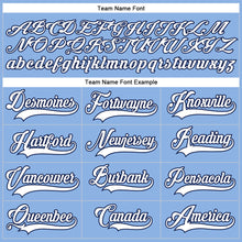 Load image into Gallery viewer, Custom Light Blue White-Navy Hockey Lace Neck Jersey