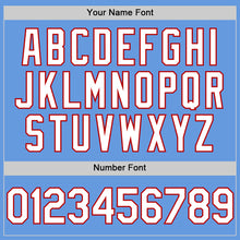 Load image into Gallery viewer, Custom Light Blue White-Red Mesh Authentic Throwback Baseball Jersey