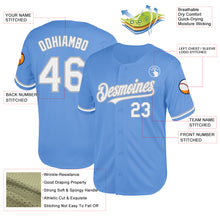 Load image into Gallery viewer, Custom Light Blue White-Gray Mesh Authentic Throwback Baseball Jersey