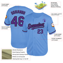Load image into Gallery viewer, Custom Light Blue Purple-Black Mesh Authentic Throwback Baseball Jersey